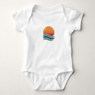 Retro Sun & Waves Minimalistisch Ästhetik für Vint Baby Strampler