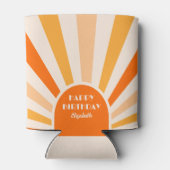 Retro Sunburst Arch Typografy Birthday Peach Dosenkühler (Rückseite)