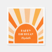Retro Sunburst Arch Typografy Birthday Peach Serviette (Vorderseite)