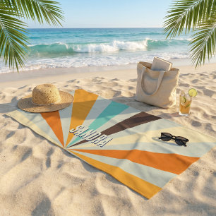 Retro Sunburst Benutzername Groovy Vintage Grün Strandtuch
