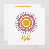 Retro Sunburst Flat Note Card in Lila und Gold Mitteilungskarte (Vorne/Hinten)