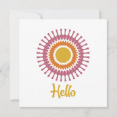 Retro Sunburst Flat Note Card in Lila und Gold Mitteilungskarte (Vorderseite)