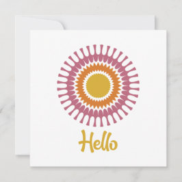 Retro Sunburst Flat Note Card in Lila und Gold Mitteilungskarte