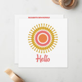 Retro Sunburst Flat Note Card in Rot und Gold Mitteilungskarte (Vorderseite/Rückseite Beispiel)