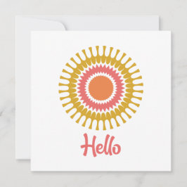 Retro Sunburst Flat Note Card in Rot und Gold Mitteilungskarte