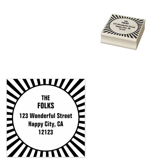 Retro Sunburst Illustration Rücksendeadresse Gummistempel (Stempel)