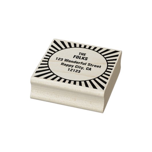 Retro Sunburst Illustration Rücksendeadresse Gummistempel (Stempel)