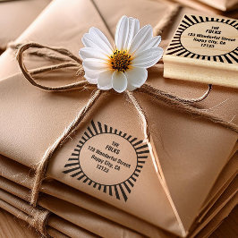Retro Sunburst Illustration Rücksendeadresse Gummistempel