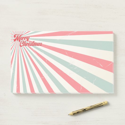 Retro Sunburst Mitte Jahrhundert Frohe Weihnachten Post-it Klebezettel (Auf Schreibtisch)