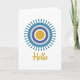 Retro Sunburst Note Card in Blau und Gold