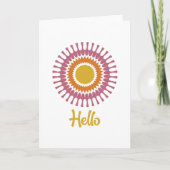 Retro Sunburst Note Card in Gold und Lila (Vorderseite)