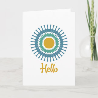 Retro Sunburst Note Card in Grün und Gold