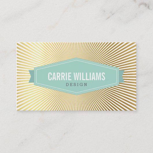 RETRO SUNBURST PATTERN cooles Minze Abzeichen Logo Visitenkarte (Vorderseite)