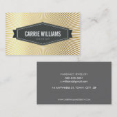 RETRO SUNBURST PATTERN Graues Abzeichen Logo Goldf Visitenkarte (Vorne/Hinten)