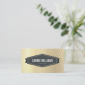 RETRO SUNBURST PATTERN Graues Abzeichen Logo Goldf Visitenkarte (Stehend Vorderseite)