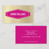 RETRO SUNBURST PATTERN Pink Abzeichen Logo Goldfol Visitenkarte (Vorne/Hinten)