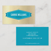 RETRO SUNBURST PATTERN türkisfarbenes Abzeichen Lo Visitenkarte (Vorne/Hinten)