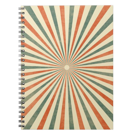 Retro Sunburst Spirale Vintage Gestaltung Notizblock (Vorderseite)