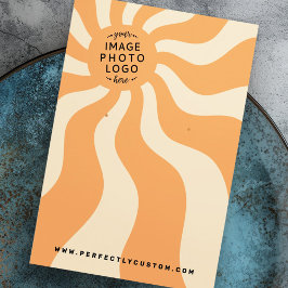 Retro sunburst Swirbeln Orange-Logo Ohrring-Karte