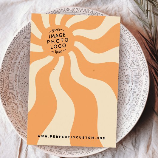 Retro sunburst Swirbeln Orange-Logo Ohrring-Karte