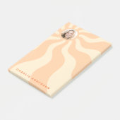 Retro sunburst Swirbeln Orangensonne Foto und Name Post-it Klebezettel (angewinkelt)