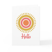 Retro Sunbury Note Card in Rot, Orange und Gold