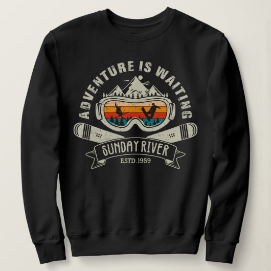 Retro Sunday River Ski Adventure Sweatshirt (Design vorne)