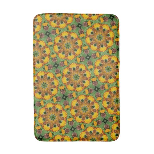 Retro Sunflower Bath Mat Badematte (Vorderseite Vertikal)