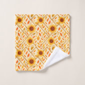 Retro Sunflower & Rustikales Bauernhaus Wasserfarb Badhandtuch Set (Waschlappen)