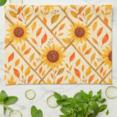 Retro Sunflower & Rustikales Bauernhaus Wasserfarb Geschirrtuch (Gefaltet)