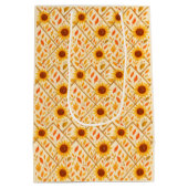 Retro Sunflower & Rustikales Bauernhaus Wasserfarb Mittlere Geschenktüte (Rückseite)