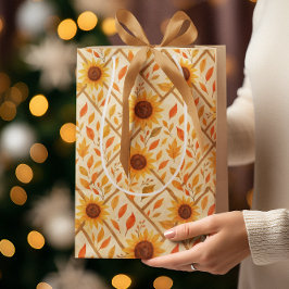 Retro Sunflower & Rustikales Bauernhaus Wasserfarb Mittlere Geschenktüte