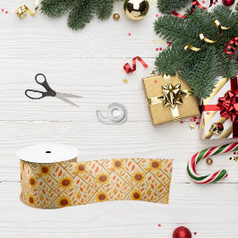 Retro Sunflower & Rustikales Bauernhaus Wasserfarb Satinband