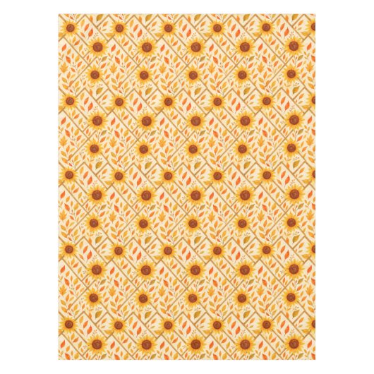 Retro Sunflower & Rustikales Bauernhaus Wasserfarb Tischdecke (Vorderseite)