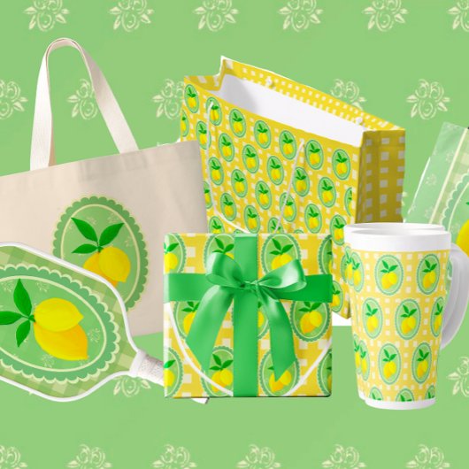 Retro Sunny Lemon Gelbes Frühlinggrün Geschirrtuch