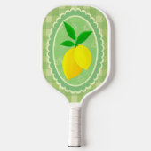 Retro Sunny Lemon Gelbes Frühlinggrün Pickleball Schläger (Rückseite)