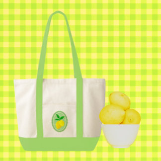 Retro Sunny Lemon Gelbes Frühlinggrün Tragetasche