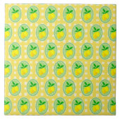 Retro Sunny Lemon Yellow White Check Fliese (Vorderseite)