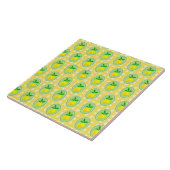 Retro Sunny Lemon Yellow White Check Fliese (Seite)