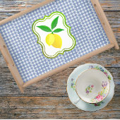 Retro Sunny Yellow Lemon Drop Blue Check Seidenpapier