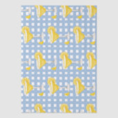 Retro Sunny Yellow Lemon Drop Blue Check Seidenpapier (Vorderseite)