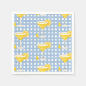 Retro Sunny Yellow Lemon Drop Blue Check Serviette (Vorderseite)