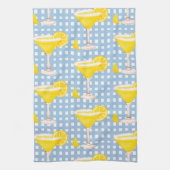 Retro Sunny Yellow Lemon Drop Blue White Karo Geschirrtuch (Vertikal)