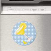 Retro Sunny Yellow Lemon Drop Blue White Karo Magnet