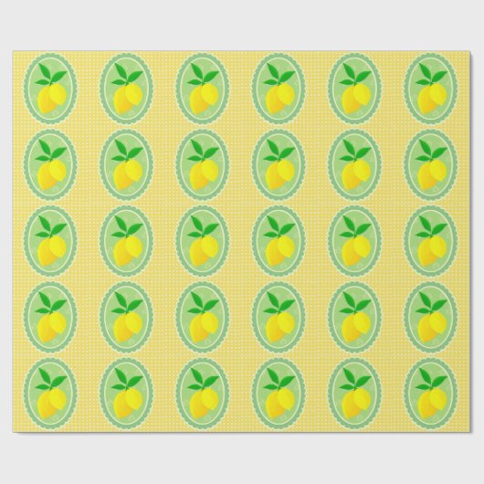 Retro Sunny Yellow Lemons Geschenkpapier (Flach)