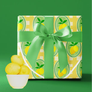 Retro Sunny Yellow Lemons Geschenkpapier