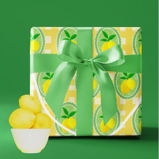 Retro Sunny Yellow Lemons Geschenkpapier