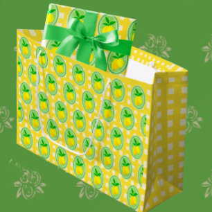 Retro Sunny Yellow Lemons Große Geschenktüte