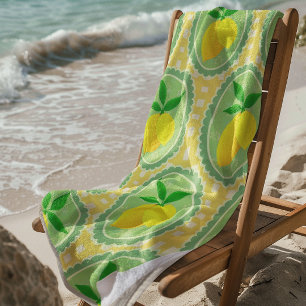 Retro Sunny Yellow Lemons Strandtuch