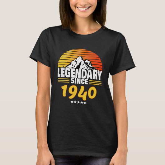 Retro Sunrise LEGENDARY SINCE 1940 T-Shirt (Vorderseite)